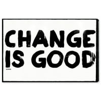 Винвуд студио типографија и цитати wallидни уметнички платно отпечатоци „Промена е добра“ цитати и изреки - црна, бела боја