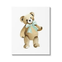 Tuphely Industries Teddy Bear Green Bow Kids Bransernign Graphic Artist Graphery Wrapped Canvas Print Wallидна уметност, Дизајн