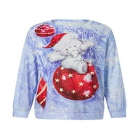 Ма&Бебе Жени Божиќ Дуксер Екипажот Одмор Пуловер Блузи Графички Маица Блуза
