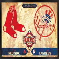 Ривалства - Yorkујорк Јанкис против Бостон Црвен, така wallиден постер, 22.375 34 Рамка