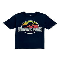Маица на екипажот на вратот на вратот на момчињата од Jurassic Park со кратки ракави, големини 4-