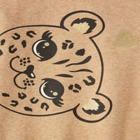 Деца од Garanimals Puff Sleeve Leopard Sweatshirt & 3D панталони за мачки, сет на облеки од 2 парчиња