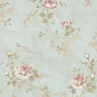 Chesapeake Gracie Blue Floral Scroll Wallpaper