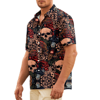Хавајски кошула За Мажи Краток Ракав копче надолу Повик Черепот Пеперутка Мода Повеќебоен XL