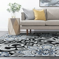 Транзициска површина килим цветна сива боја, тркач во затворен јаглен, лесен за чистење