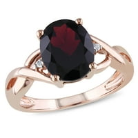 Miaенски Carat Carat T.G.W. Овална сеча гарнет и дијамант акцент 10kt розово злато изопачен прстен
