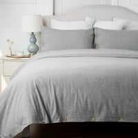 Кревет измиен памук за покривање на памук Постави цврста боја за постелнина, поставен капакот на капакот и перниците