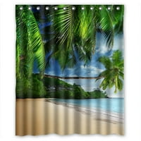 Ганма Коуст Рај тропско море небо сонце смарагд сина плажа Туш Завеса Полиестер Ткаенина Бања Туш Завеса