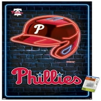 Филаделфија Филис-Неонски Шлем Ѕид Постер со Pushpins, 22.375 34