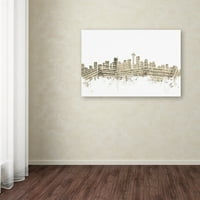 Трговска марка ликовна уметност '' Seattle Washington Skyline Sheet Music '' Од Мајкл Томпсет 22 32 Canvas Art