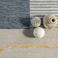Нулум Шели Апстрактна лента со волна, килим, 6 '9', сина