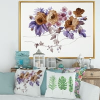 Виолетова диви цвеќиња на бело IV врамени сликарски платно уметнички принт