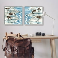 Sumbelly Industries Sandpipers gassing Shore Shore Shailight Shaily Grey Framed Art Print Wall Art, сет од 2, дизајн од Пол