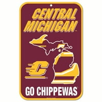 Централен Мичиген Чипјус Официјален NCAA 11 17 Државен пластичен wallиден знак од Wincraft 573605