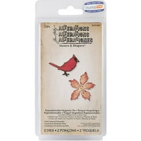 Sizzi Tim Holtz Collections Collections Movers and Shapers умираат мини кардинал и poinsettia