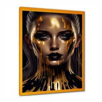 Designart Sensual Liquid Gold Woman VII врамена wallидна уметност