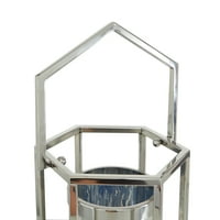 Decmode затворен 10 W, 13 H Современ фенер од не'рѓосувачки челик, сребро, - парче
