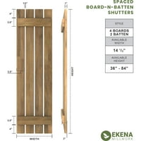 Ekena Millwork 1 2 W 58 H Americraft Четири надворешни плочи на табла Реално дрво распоредено од табла-n-batten ролетни, недовршени