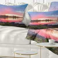 Дизајнрт убаво есенско изгрејсонце над реката - пејзаж печатена перница за фрлање - 12x20