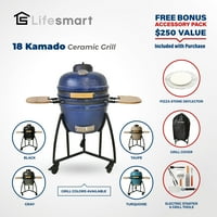 Lifesmart kamado керамички јаглен скара со комплет за додатоци за бонус