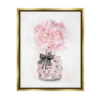Sumbell Industries розов цветен парфем глам моден дизајн метален злато врамено лебдечко платно wallидна уметност, 16x20