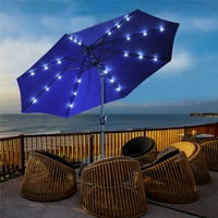 Skyland 10ft Solar LED осветлен чадор за внатрешен двор со цврсти ребра за прилагодување и прилагодување на навалување, сина