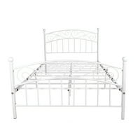 Еуроко метал целосна големина платформа за кревет со глава и подножје, бело