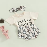 Велигденска Облека За Бебиња Одговара На Маици Шорцеви За Печатење Зајачиња Лента За Глава
