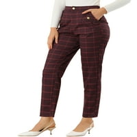 Единствени поволни цени женски тартан карирани панталони еластични половини директно долги панталони