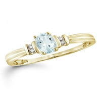 JewelersClub Carat T.G.W. Аквамарин и акцент бел дијамант 14к злато над сребрен прстен