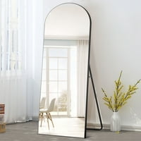 Неутип 71 x24 заоблен огледало на огледало со целосна должина со штанд црно