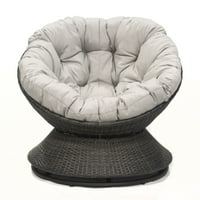 Мебел за отворено затворен мебел Бригам плетен преголем папасан стол со вртење од 360 степени, кафеава рамка