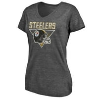 Women'sенски Питсбург челичари NFL Pro Line By Fanatics Branded Herheded Charcoal Varsity Elite Tri-Blend V-Neck T-Mirt