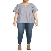 Terra & Sky Women's Plus Plus Size Peplum Woven Top