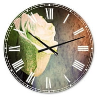 Дизајн на „убава бела насликана роза“ традиционален wallиден часовник