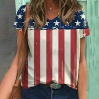 Женски маици од 4 јули Модни Врвови На Американското Знаме Патриотски Ѕвезди Пруги Маици Денот На Независноста Блузи