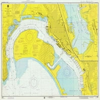 Наутичка Карта-Заливот сан Диего калифорнија. Печатење на постер од Ноаа Историска Мапа И Колекција НА Графикони НОАА Историска