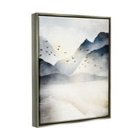 СТУПЕЛ Планинско езеро природа дивина пејзаж сликарство сиво пловила врамена уметничка печатена wallидна уметност