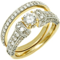 Накитници за накит околу 18KT злато над стерлинг сребрена напнатост прстен и опсег на опсег, достапни во големини