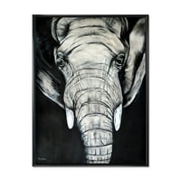 Блискиот портрет на африкански слон врамен сликарско платно уметнички принт