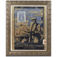 Трговска марка ликовна уметност „мапа“ платно уметност од Ник Банток, златна украсна рамка