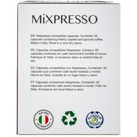 Mixpresso luce decaf nespresso компатибилни капсули за кафе, италијански еспресо печење, брои