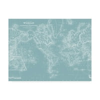 Трговска марка ликовна уметност „Светска мапа на Аква“ платно уметност од Мичел