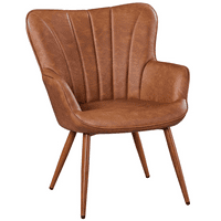 Лесно модерен модерно тапациран стол за акцент на кожен ФАУ, ретро кафеава боја