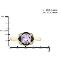 Jewelersclub прстен на роден камен накит - 1. Карат розов аметист 14K златен сребрен прстен накит со црно -бел дијамантски акцент