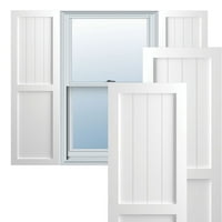 Ekena Millwork 12 W 55 H True Fit PVC Farmhouse Flat Panel комбинација фиксни ролетни за монтирање, недовршени