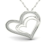 1 6CT TDW Diamond Sterling Silver Heart ѓердан