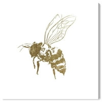 Wynwood Studio Animals Wall Art Canvas Prints 'Royal Bee Side' Insects - злато, бело