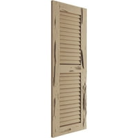 Ekena Millwork 12 W 74 H Rustic Two Two Equal Louver Pecky Cypress Faa Wood Sulters, подготвен тен