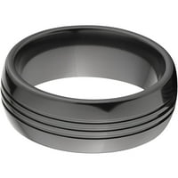 Полу-круг црн циркониумски прстен со три жлебови